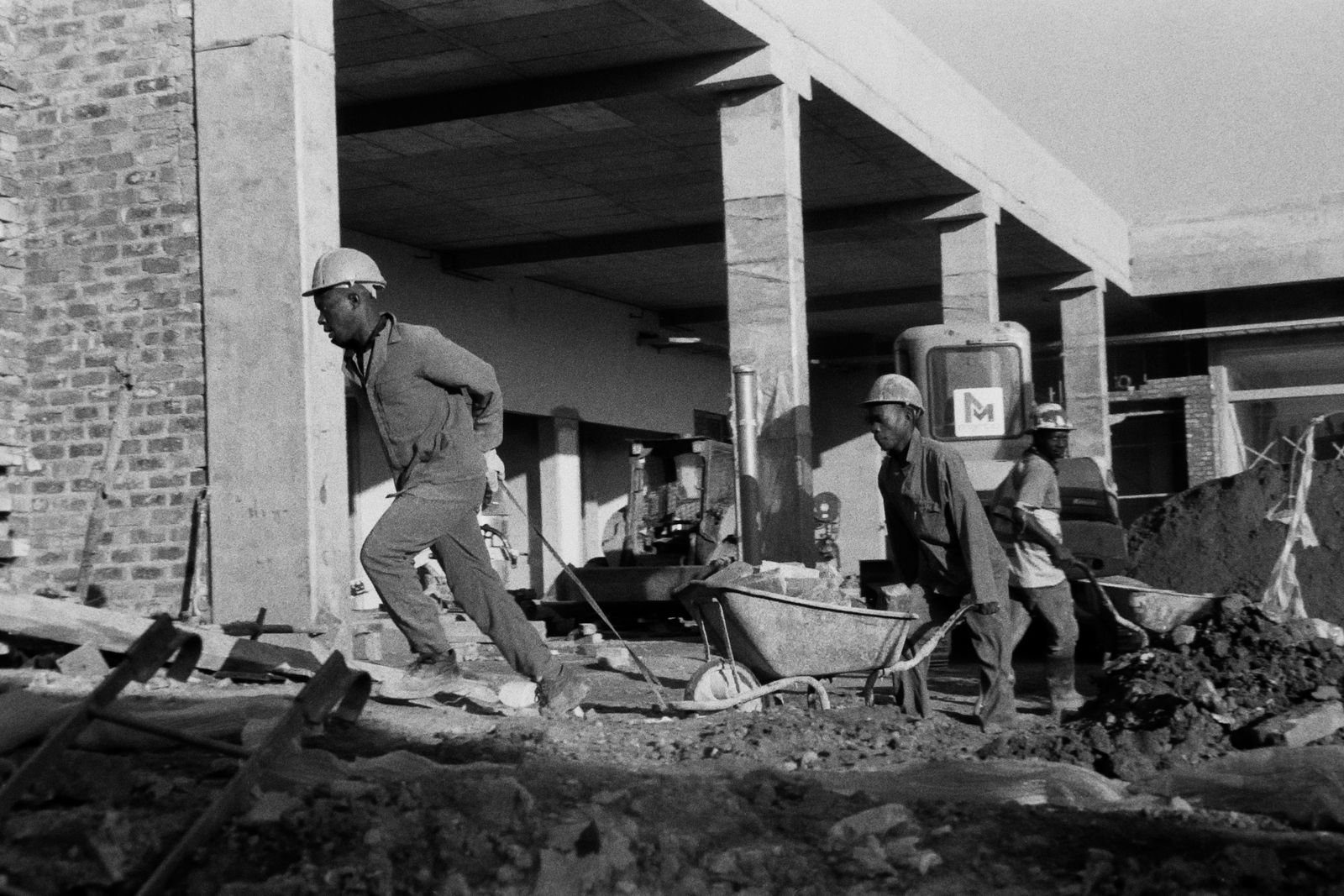 Construction workers at a building site in Johannesburg